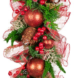 Christmas Wreaths & Garlands: Christabelle 1m Christmas Garland with Red Berries & Pine Cones Baubles Berries Tree Decoration Ornament Red Green