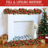 Christmas Wreaths & Garlands: Christabelle 1m Christmas Garland with Red Berries & Pine Cones Baubles Berries Tree Decoration Ornament Red Green