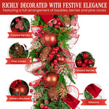 Christmas Wreaths & Garlands: Christabelle 1m Christmas Garland with Red Berries & Pine Cones Baubles Berries Tree Decoration Ornament Red Green