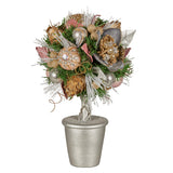 Christmas Decorations: Christabelle 36cm Christmas Tabletop Topiary Tree Jewelled Baubles, Berries, Flowers and Pine Cones Festive Decoration