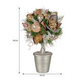 Christmas Decorations: Christabelle 36cm Christmas Tabletop Topiary Tree Jewelled Baubles, Berries, Flowers and Pine Cones Festive Decoration