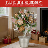 Christmas Decorations: Christabelle 36cm Christmas Tabletop Topiary Tree Jewelled Baubles, Berries, Flowers and Pine Cones Festive Decoration