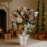 Christmas Decorations: Christabelle 36cm Christmas Tabletop Topiary Tree Jewelled Baubles, Berries, Flowers and Pine Cones Festive Decoration