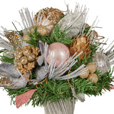 Christmas Decorations: Christabelle 33cm Christmas Bouquet Pre Decorated Holiday Floral Arrangement w/Jewelled Baubles, Berries, Flowers & Pine