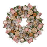 Christmas Wreaths & Garlands: Christabelle 71cm Christmas Wreath Lush Pink Front Door Decoration Jewelled Baubles Flowers Pine Cones Ribbons Ornaments