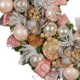Christmas Wreaths & Garlands: Christabelle 71cm Christmas Wreath Lush Pink Front Door Decoration Jewelled Baubles Flowers Pine Cones Ribbons Ornaments