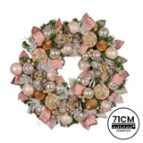 Christmas Wreaths & Garlands: Christabelle 71cm Christmas Wreath Lush Pink Front Door Decoration Jewelled Baubles Flowers Pine Cones Ribbons Ornaments