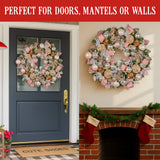 Christmas Wreaths & Garlands: Christabelle 71cm Christmas Wreath Lush Pink Front Door Decoration Jewelled Baubles Flowers Pine Cones Ribbons Ornaments