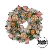 Christmas Wreaths & Garlands: Christabelle 56cm Christmas Wreath Lush Pink Front Door Decoration Jewelled Baubles Flowers Pine Cones Ribbons Ornaments