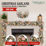 Christmas Wreaths & Garlands: Christabelle Premium 1.8m Christmas Garland Jewelled Baubles & Berries Tree Decoration Ornament Pink Silver Gold