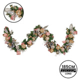 Christmas Wreaths & Garlands: Christabelle Premium 1.8m Christmas Garland Jewelled Baubles & Berries Tree Decoration Ornament Pink Silver Gold