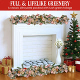 Christmas Wreaths & Garlands: Christabelle Premium 1.8m Christmas Garland Jewelled Baubles & Berries Tree Decoration Ornament Pink Silver Gold
