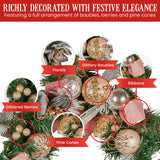 Christmas Wreaths & Garlands: Christabelle Premium 1.8m Christmas Garland Jewelled Baubles & Berries Tree Decoration Ornament Pink Silver Gold