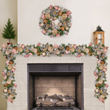 Christmas Wreaths & Garlands: Christabelle Premium 1.8m Christmas Garland Jewelled Baubles & Berries Tree Decoration Ornament Pink Silver Gold