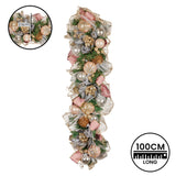 Christmas Wreaths & Garlands: Christabelle Premium 100cm Christmas Garland Jewelled Baubles & Berries Tree Decoration Ornament Pink Silver Gold