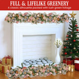 Christmas Wreaths & Garlands: Christabelle Premium 100cm Christmas Garland Jewelled Baubles & Berries Tree Decoration Ornament Pink Silver Gold