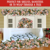 Christmas Wreaths & Garlands: Christabelle Premium 100cm Christmas Garland Jewelled Baubles & Berries Tree Decoration Ornament Pink Silver Gold