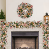 Christmas Wreaths & Garlands: Christabelle Premium 100cm Christmas Garland Jewelled Baubles & Berries Tree Decoration Ornament Pink Silver Gold