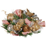 Christmas Decorations: Christabelle 26cm Christmas Centrepiece Lush Green Holiday w/Jewelled Baubles, Foliage, Flowers, Pine Cones, Ribbon