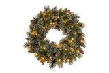 Christmas Trees: Christabelle 61cm Christmas Wreath Cashmere Pine with LED Lights Front Door Decoration Ornament