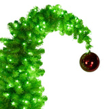 Christmas Trees: Christabelle 4ft Christmas Gremlin Tree Curved Top Red Bauble Built In Green & White LED Lights Foot Pedal Control