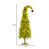 Christmas Trees: Christabelle 4ft Christmas Gremlin Tree Curved Top Red Bauble Built In Green & White LED Lights Foot Pedal Control