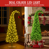 Christmas Trees: Christabelle 4ft Christmas Gremlin Tree Curved Top Red Bauble Built In Green & White LED Lights Foot Pedal Control