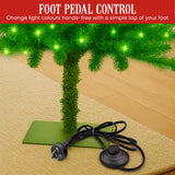 Christmas Trees: Christabelle 7.5ft Christmas Gremlin Tree Curved Top Red Bauble Built-in Green White LED Lights Control Base & Cord