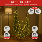 Christmas Trees: Christabelle Set of 3 Pre-Lit Christmas Trees Green Pine w/LED Lights, Hessian Base & Individual Plugs Varying Heights