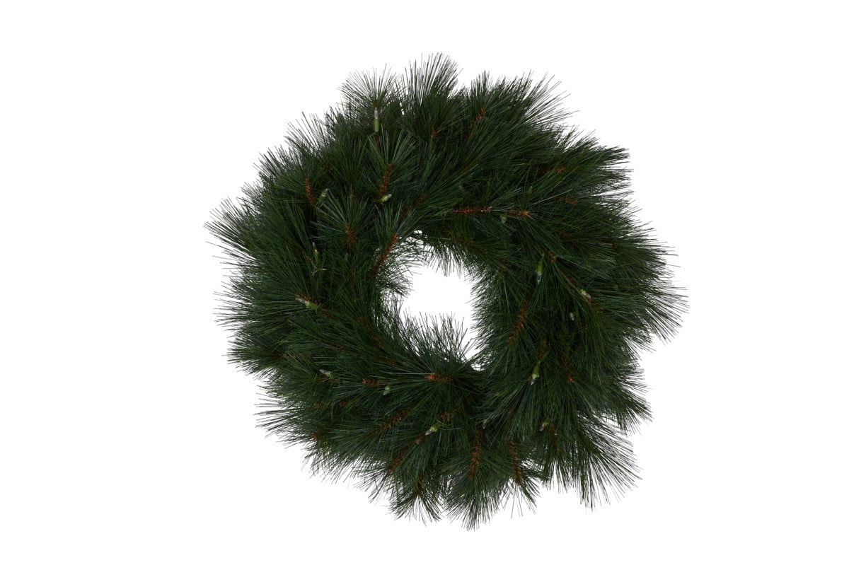 Christmas Trees: Christabelle 61cm Christmas Wreath Long Needle with LED Lights Front Door Decoration Ornament