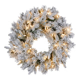 Christmas Trees: Christabelle Christmas Wreath Snowy Atica Pre-Lit with LED Lights Front Door Decoration Ornament