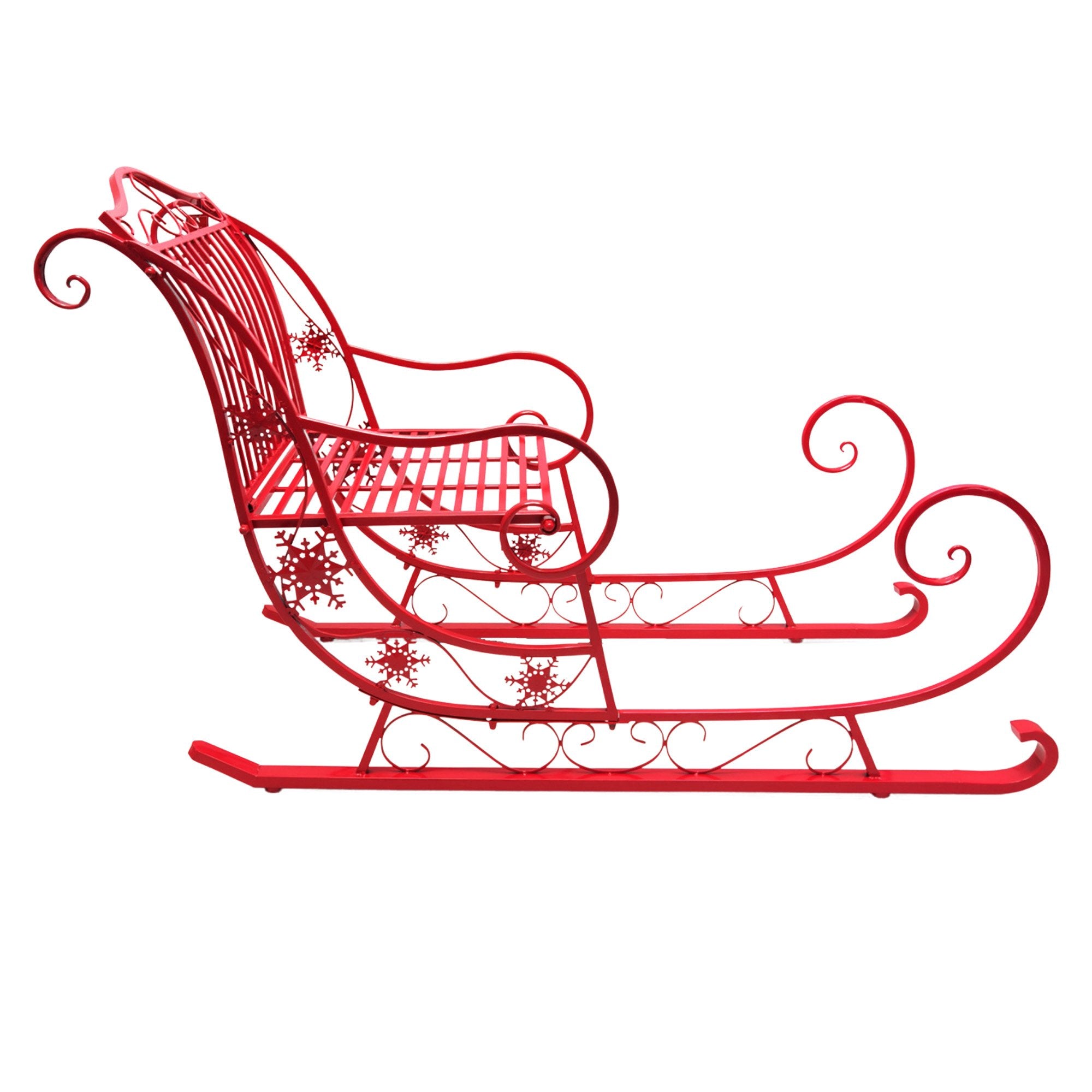 Christmas Trees: Christabelle Christmas Sleigh With Red Finish - Metal 150cm