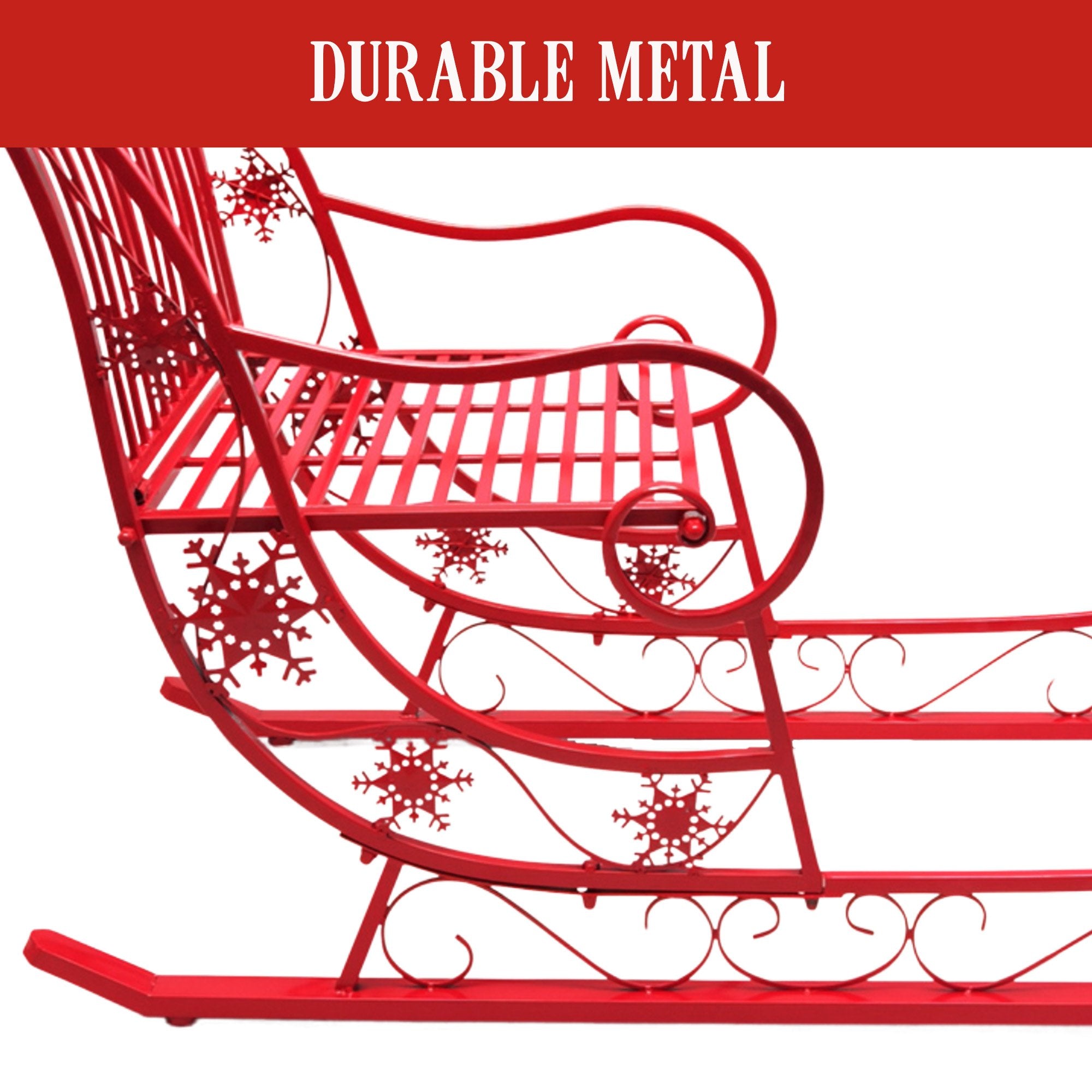 Christmas Trees: Christabelle Christmas Sleigh With Red Finish - Metal 150cm