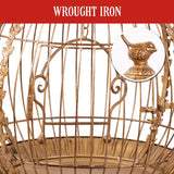 Christmas Trees: Christabelle Antique Gold Metal Art Iron Wrought Material Bird Cage Display Christmas Decor