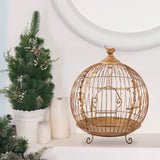 Christmas Trees: Christabelle Antique Gold Metal Art Iron Wrought Material Bird Cage Display Christmas Decor