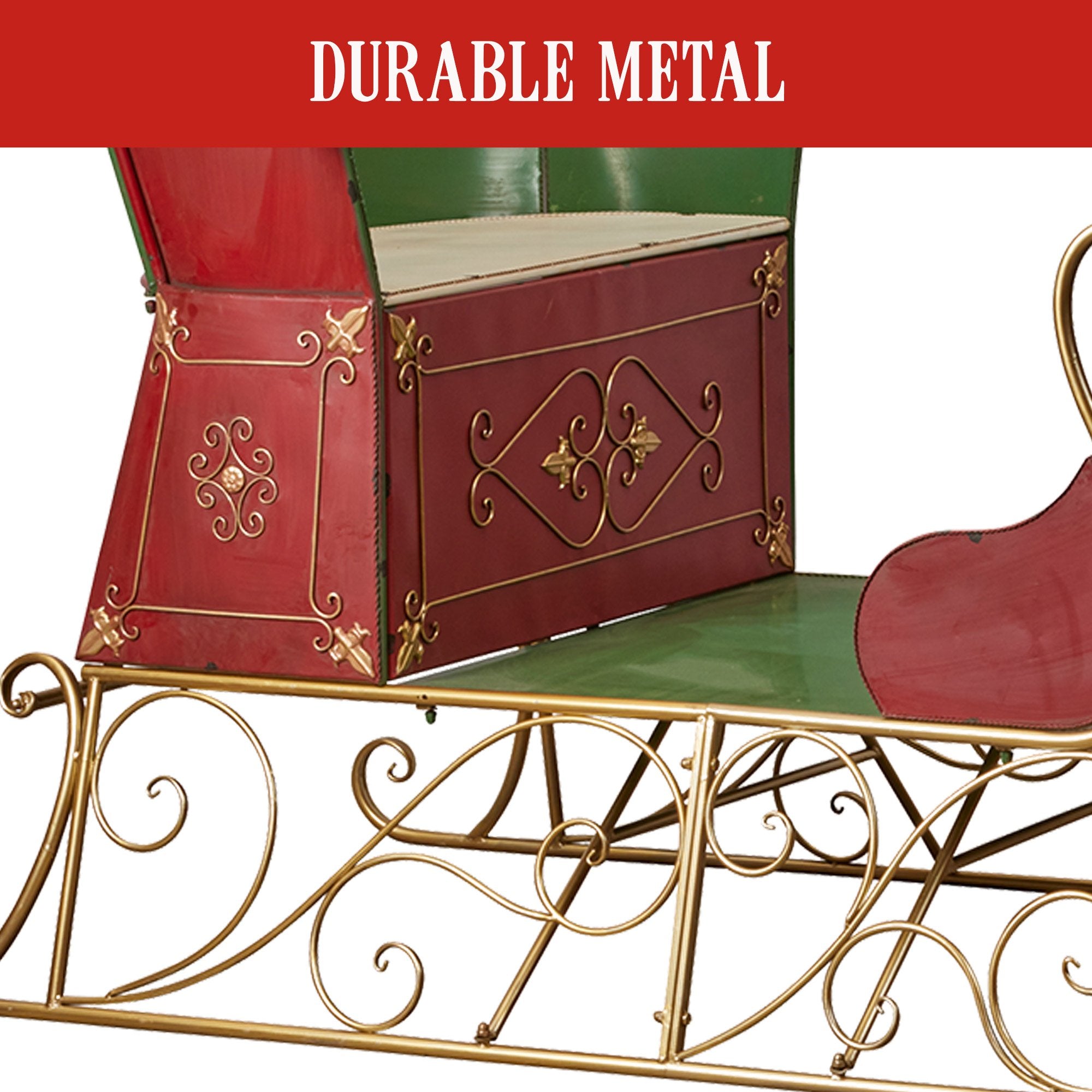 Christmas Trees: Christabelle Jumbo Life Size 210cm Rustic Christmas Sleigh Display Steel Art Christmas Decoration