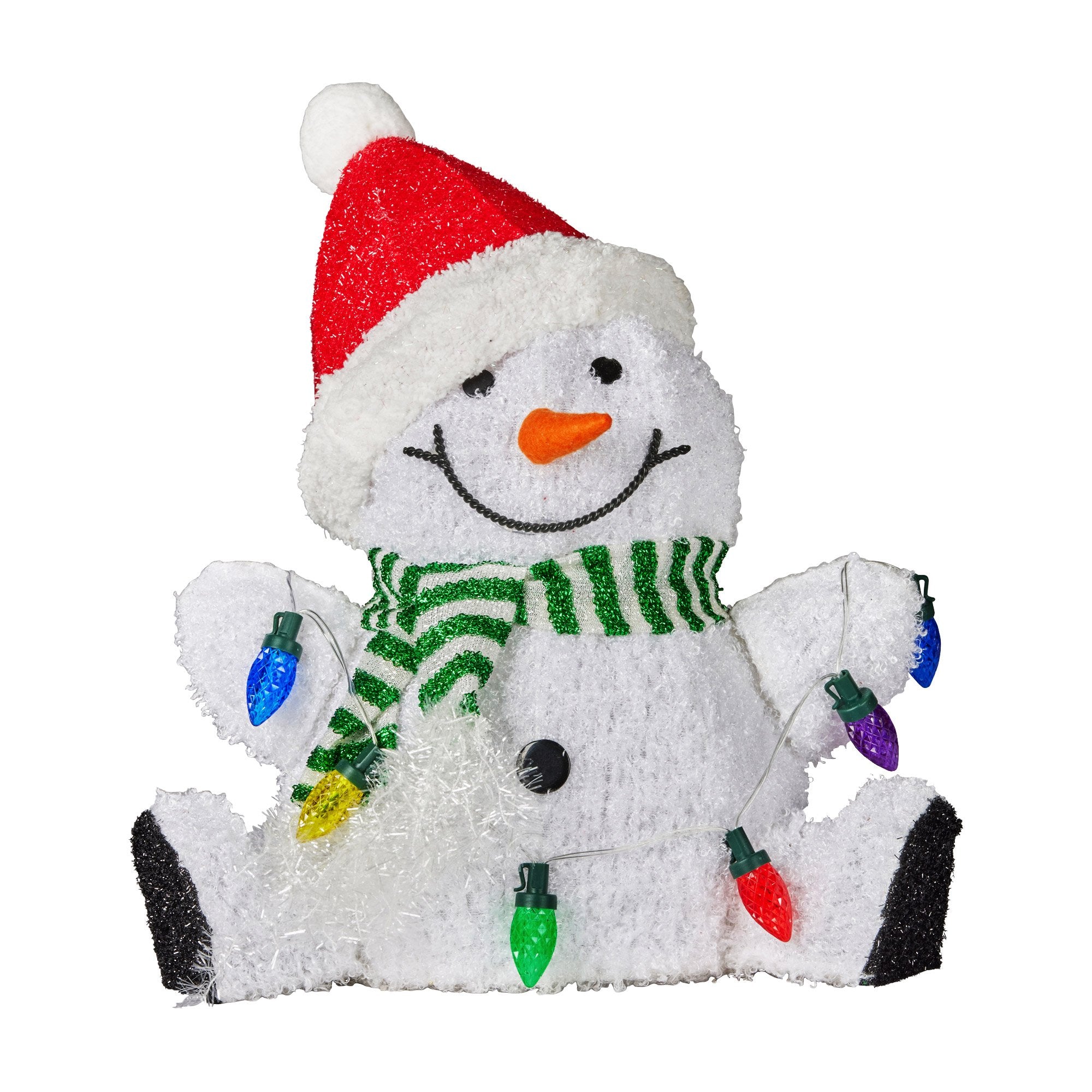 Christmas Trees: Christabelle Sitting Christmas Snowman Display With Lights - 40cm