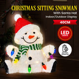 Christmas Trees: Christabelle Sitting Christmas Snowman Display With Lights - 40cm