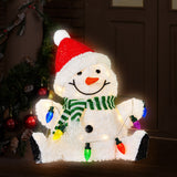 Christmas Trees: Christabelle Sitting Christmas Snowman Display With Lights - 40cm