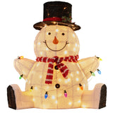 Christmas Trees: Christabelle 82cm Sitting Snowman Christmas Display with Lights