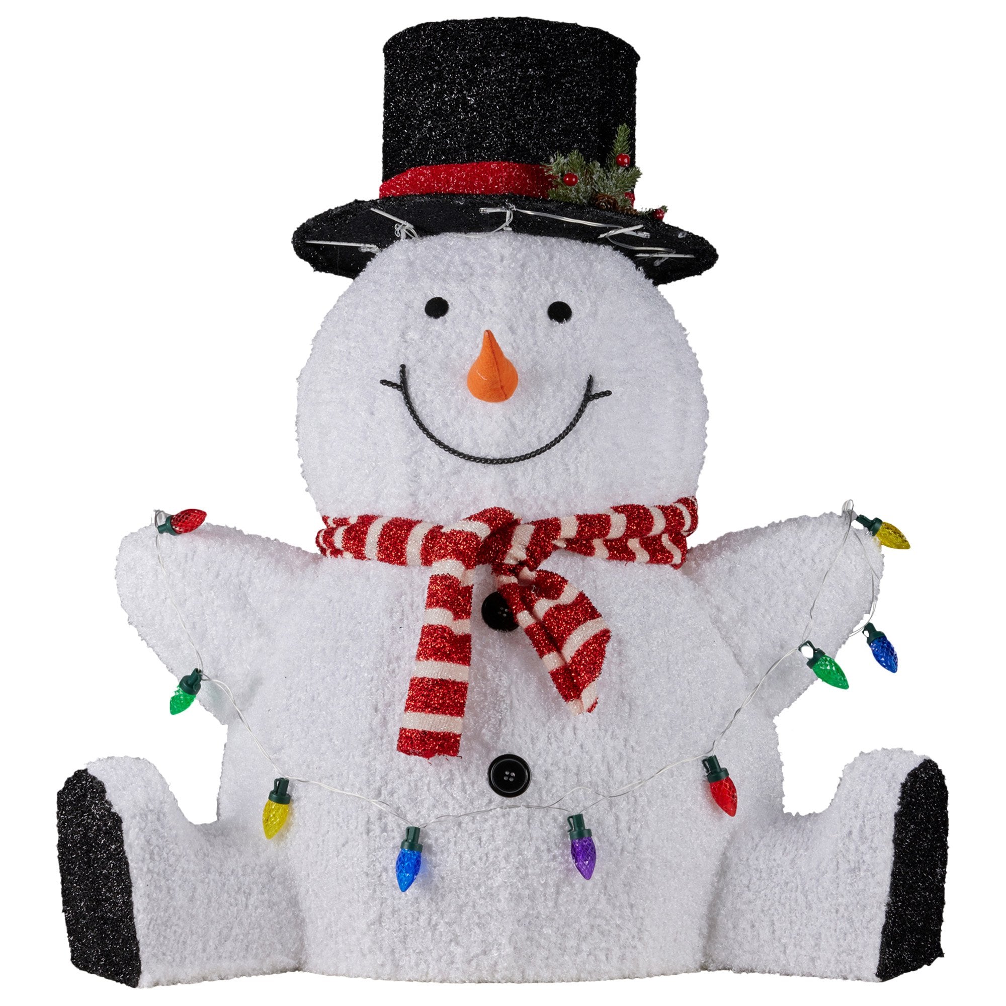 Christmas Trees: Christabelle 82cm Sitting Snowman Christmas Display with Lights
