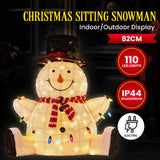 Christmas Trees: Christabelle 82cm Sitting Snowman Christmas Display with Lights