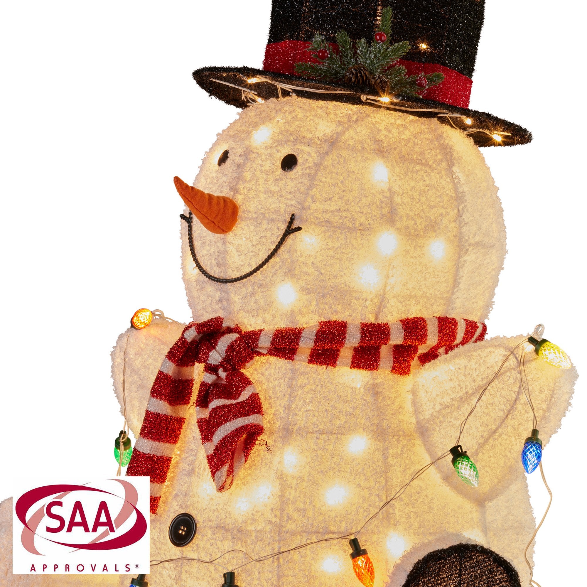 Christmas Trees: Christabelle 82cm Sitting Snowman Christmas Display with Lights