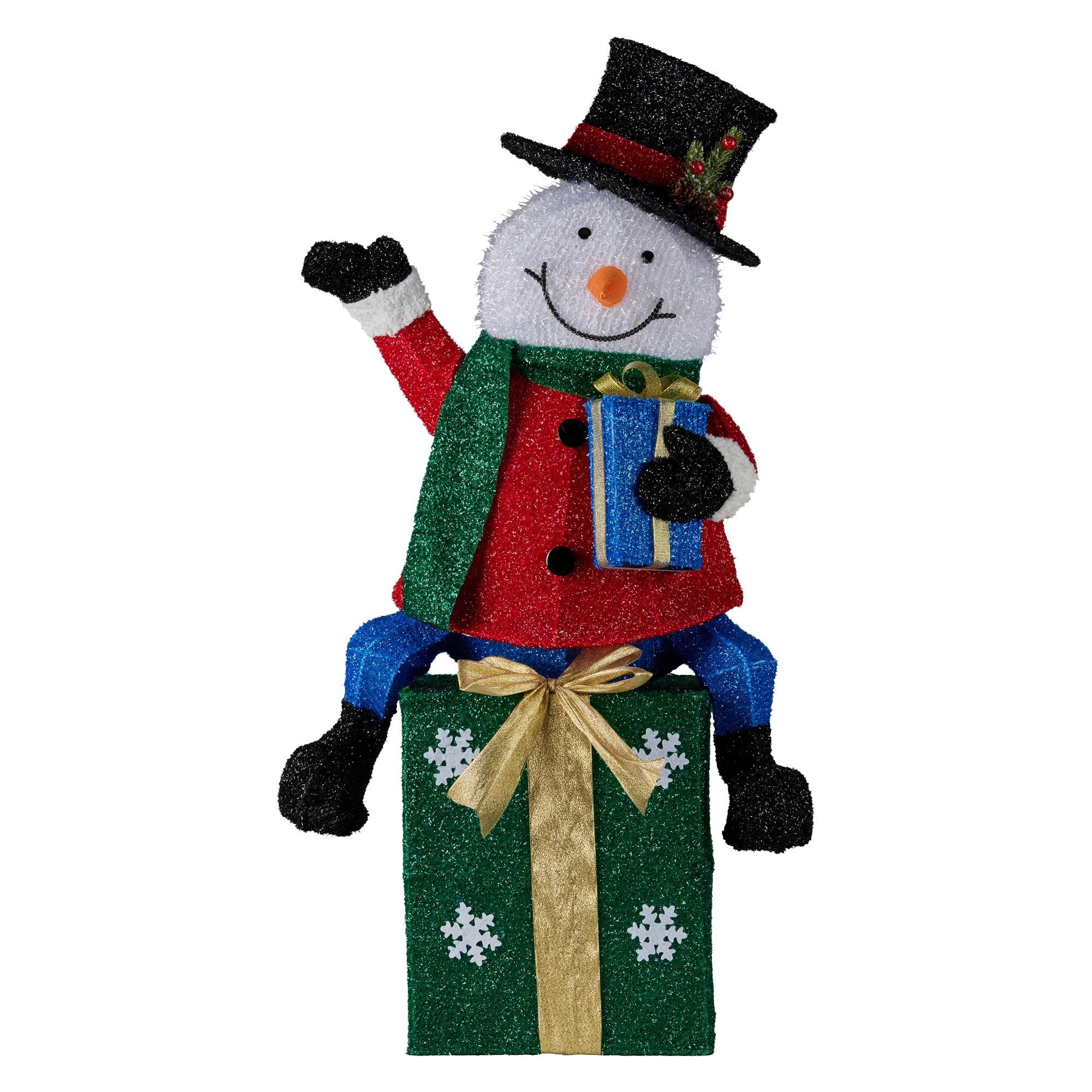 Christmas Trees: Christabelle 85cm Christmas Snowman On Presents Display with Lights