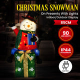 Christmas Trees: Christabelle 85cm Christmas Snowman On Presents Display with Lights