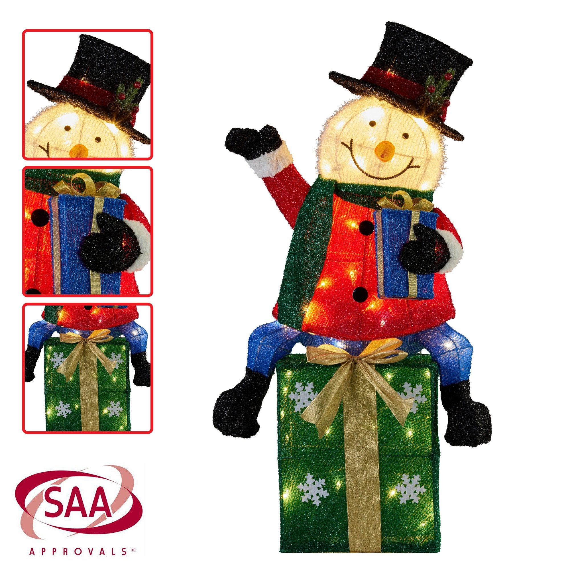 Christmas Trees: Christabelle 85cm Christmas Snowman On Presents Display with Lights