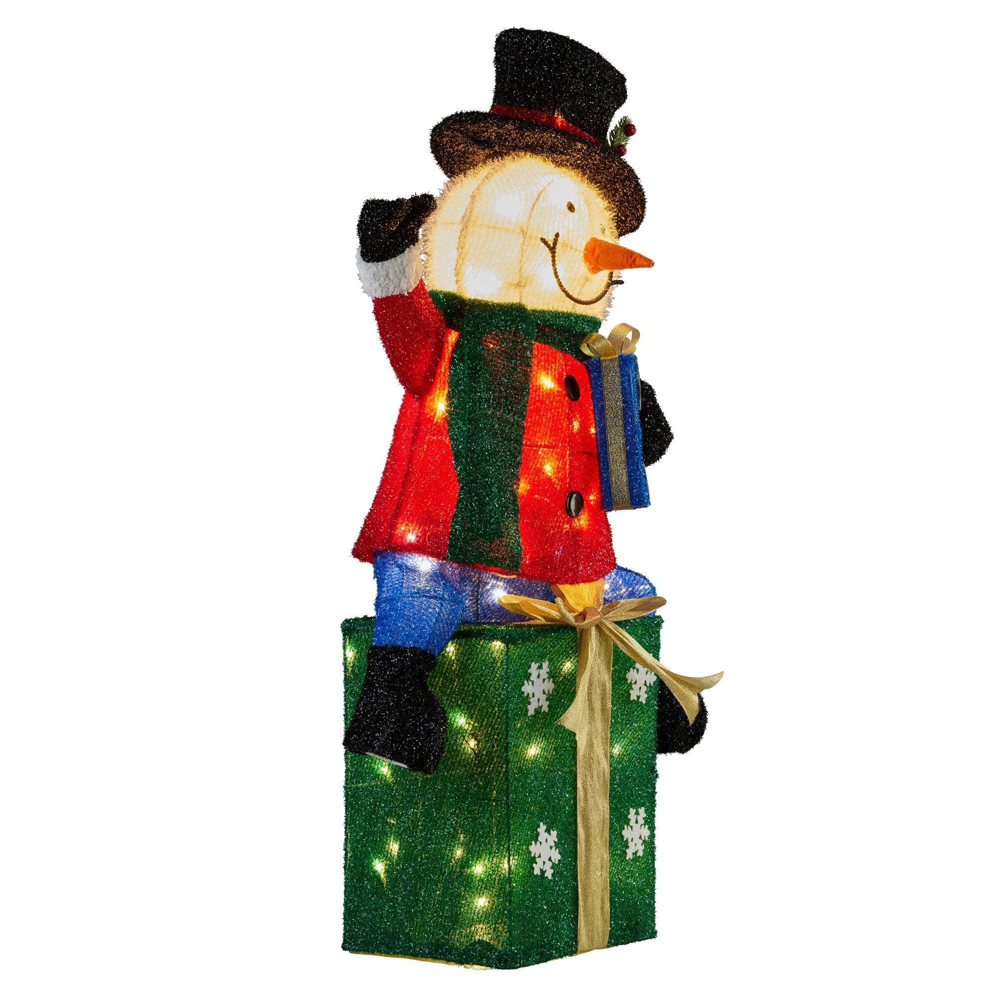 Christmas Trees: Christabelle 85cm Christmas Snowman On Presents Display with Lights
