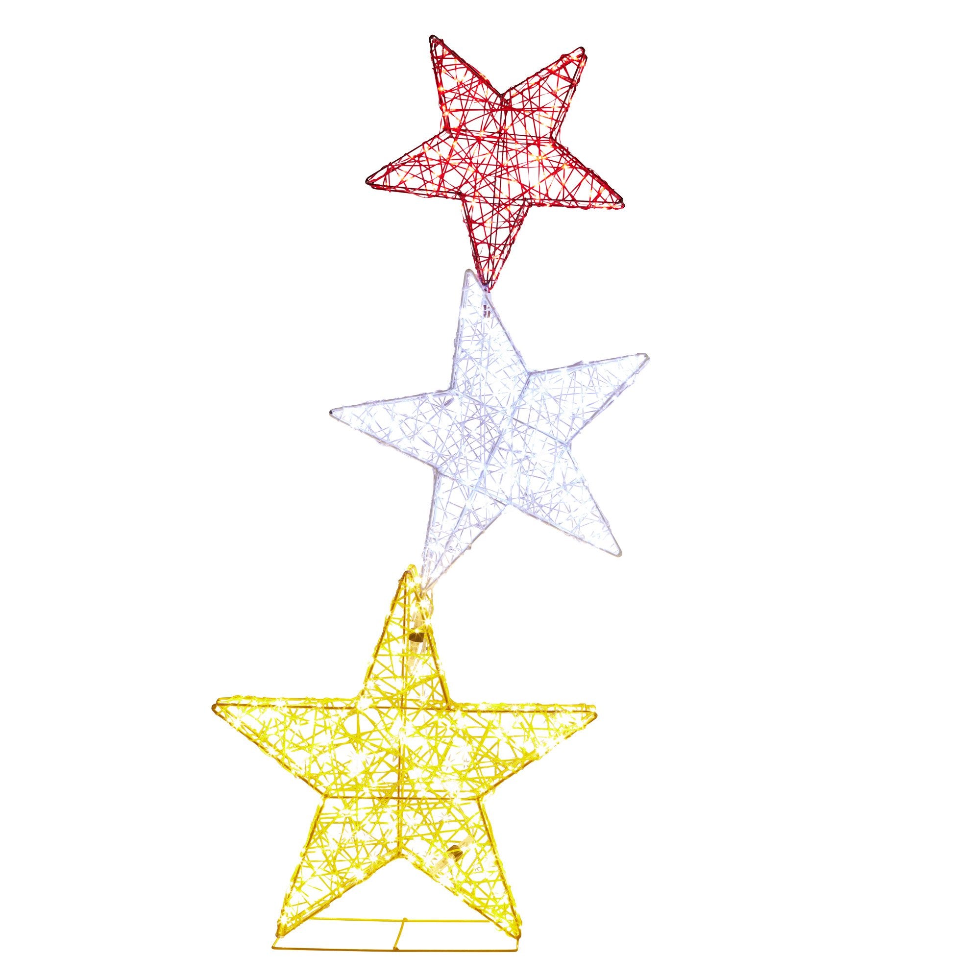 Christmas Trees: Christabelle 120cm Triple Star Christmas Display with Lights