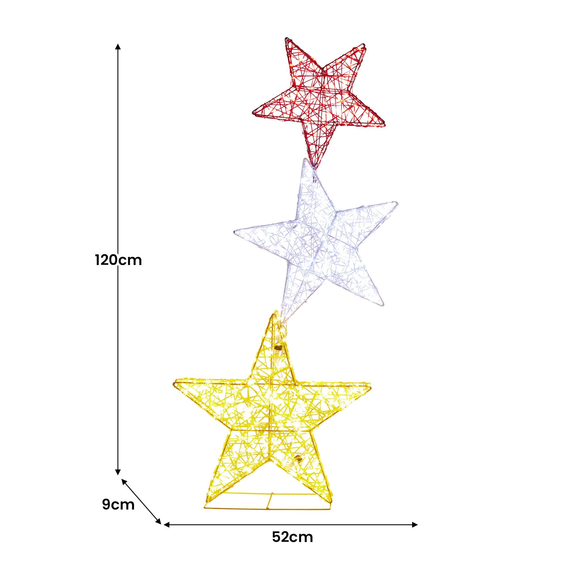 Christmas Trees: Christabelle 120cm Triple Star Christmas Display with Lights