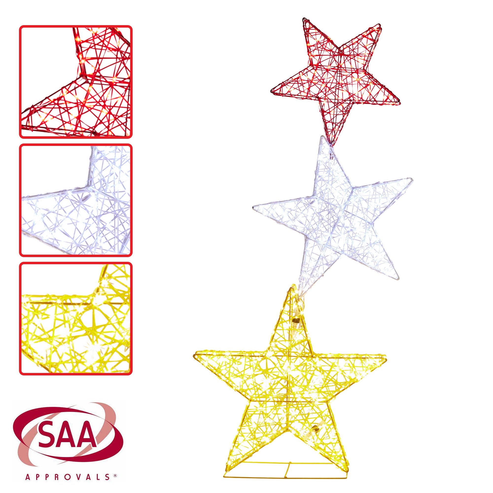 Christmas Trees: Christabelle 120cm Triple Star Christmas Display with Lights